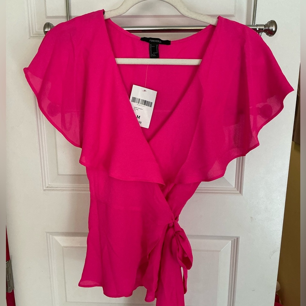Pink Ruffled Wrap Top